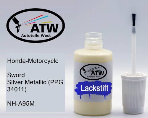 Honda-Motorcycle, Sword Silver Metallic (PPG 34011), NH-A95M: 20ml Lackstift, von ATW Autoteile West.